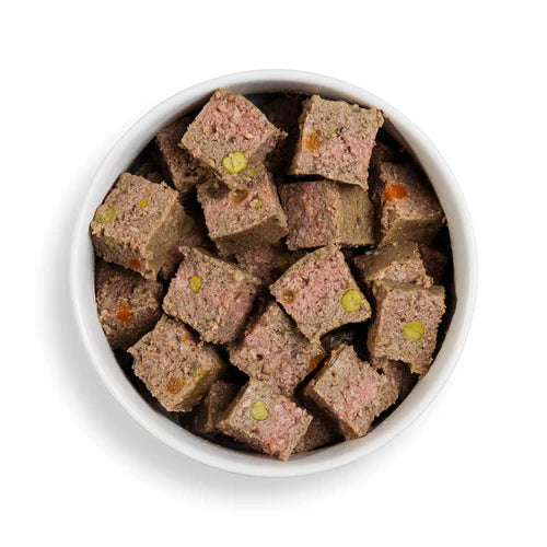 Close-up of Forthglade turkey wet dog food in a bowl, highlighting the natural texture and grain-free ingredients.