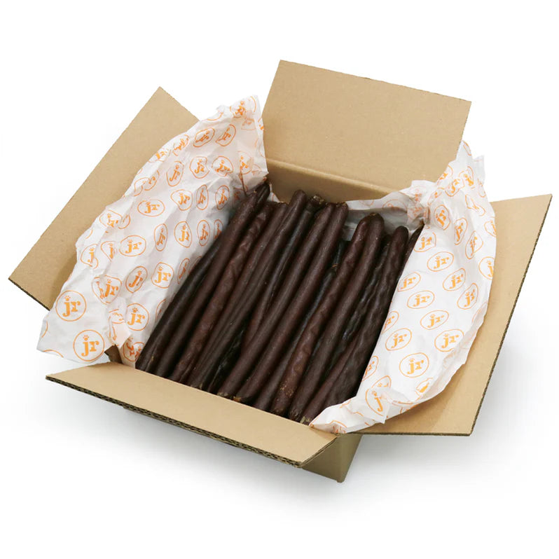 box of hog roast dog treat sausages