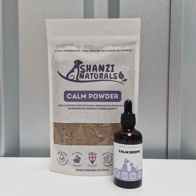 Calm Bundle – Herbal Powder & Drops to Help Relax Dogs