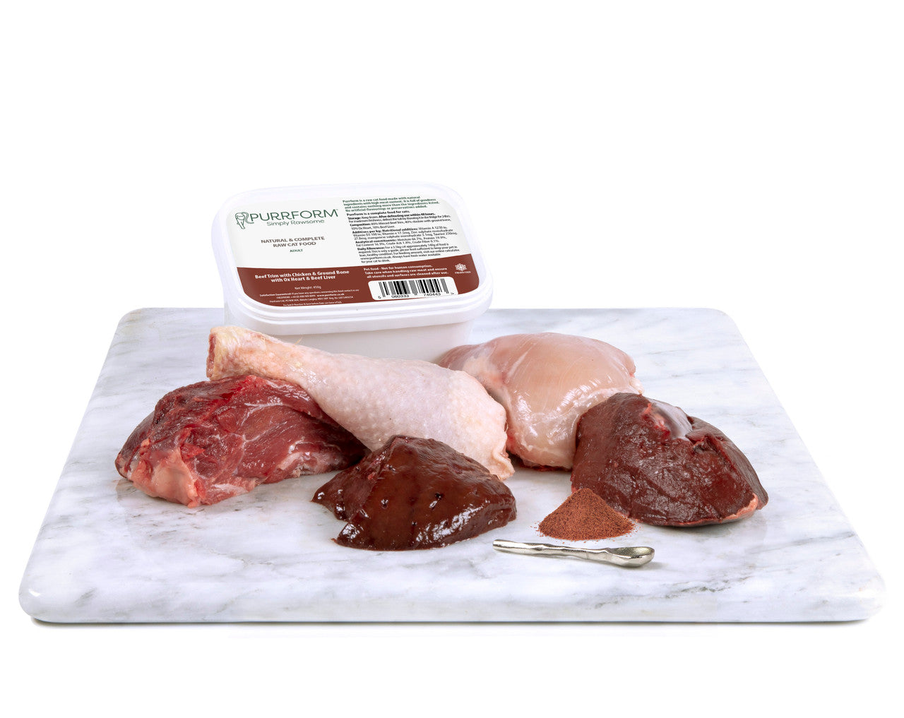 Purrform Beef Trim with Chicken & Ground Bone with Ox Heart & Beef Liver - 450g