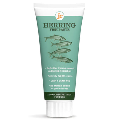 Tube of Herring Fish Paste for dogs on a white background