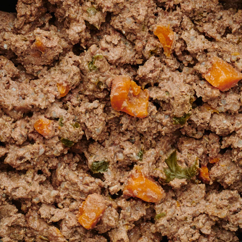 Close-up of Marleybones Lush Lamb wet dog food in bowl—natural, grain-free, and enriched with superfoods.