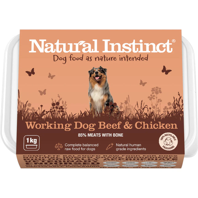 photo of natural instict raw dog food beef and chicken
