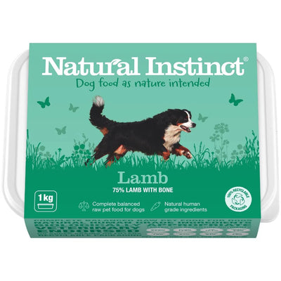 Box of Natural Instinct Lamb dog food on a white background