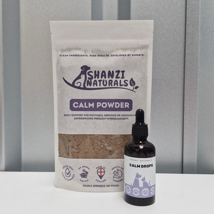 Calm Bundle – Herbal Powder & Drops to Help Relax Dogs