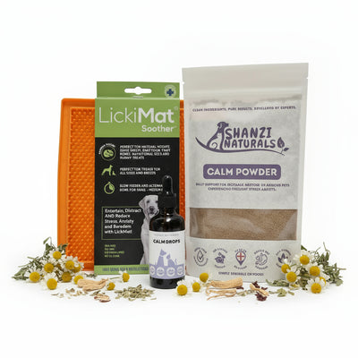 Calm Bundle – Herbal Drops, Powder & LickiMat to Help Relax Dogs