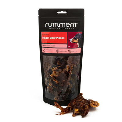 Roast Beef Pieces dog treat, 150g – gently air-dried single-protein beef chew