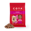 A package of COYA brand freeze-dried pork and pumpkin dog treats. The packaging is red with an image of a dog and the treats are visible in a clear window.