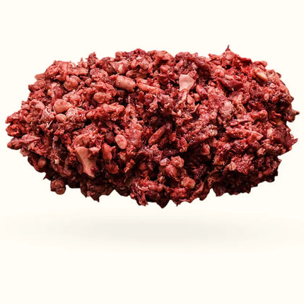 photo of the chunky texture of the dogs butcher raw dog food

