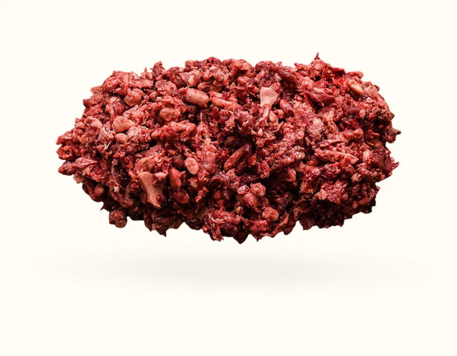 photo of the chunky texture of the dogs butcher raw dog food
